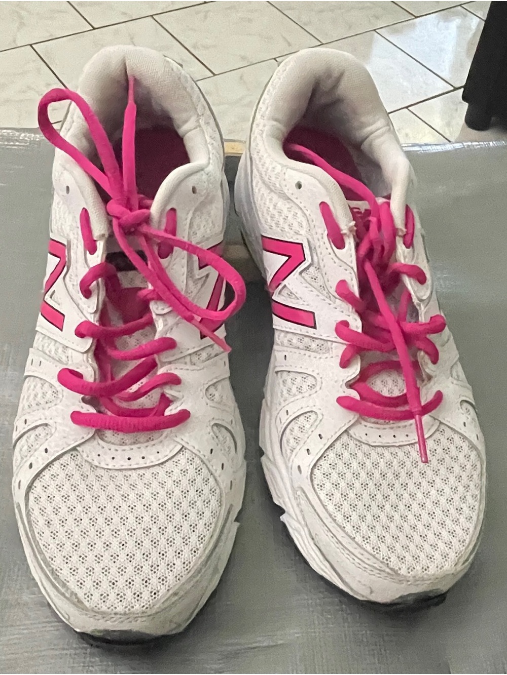 New Balance White and Hot Pink Women's Athletic Sneakers